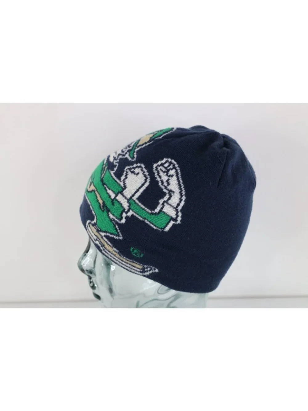 Vintage Y2K Adidas Jumbo Print Reversible Notre Dame University Knit Beanie Hat